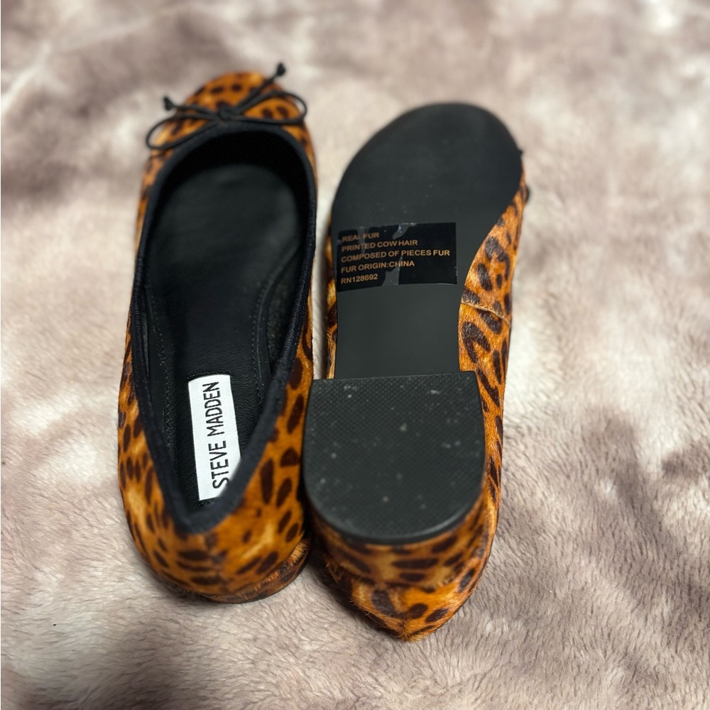 Steve Madden Leopard Ballet Flats Womens 8.5 Cherish-L Animal Print Shoes - Picture 4 of 5